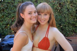 Molly Quinn and Bailey Noble - BTW Pic While Filming "The Haircut"