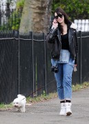 Daisy Lowe - Walking her dog in Primrose Hill, London 03/30/15